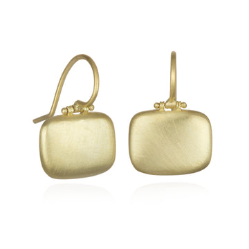 18 Karat Gold Hinged Matte Chiclet Earrings