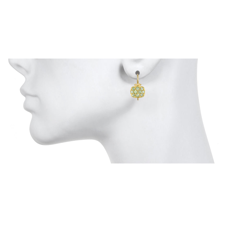 18 Karat Gold Sapphire Chiclet Earrings