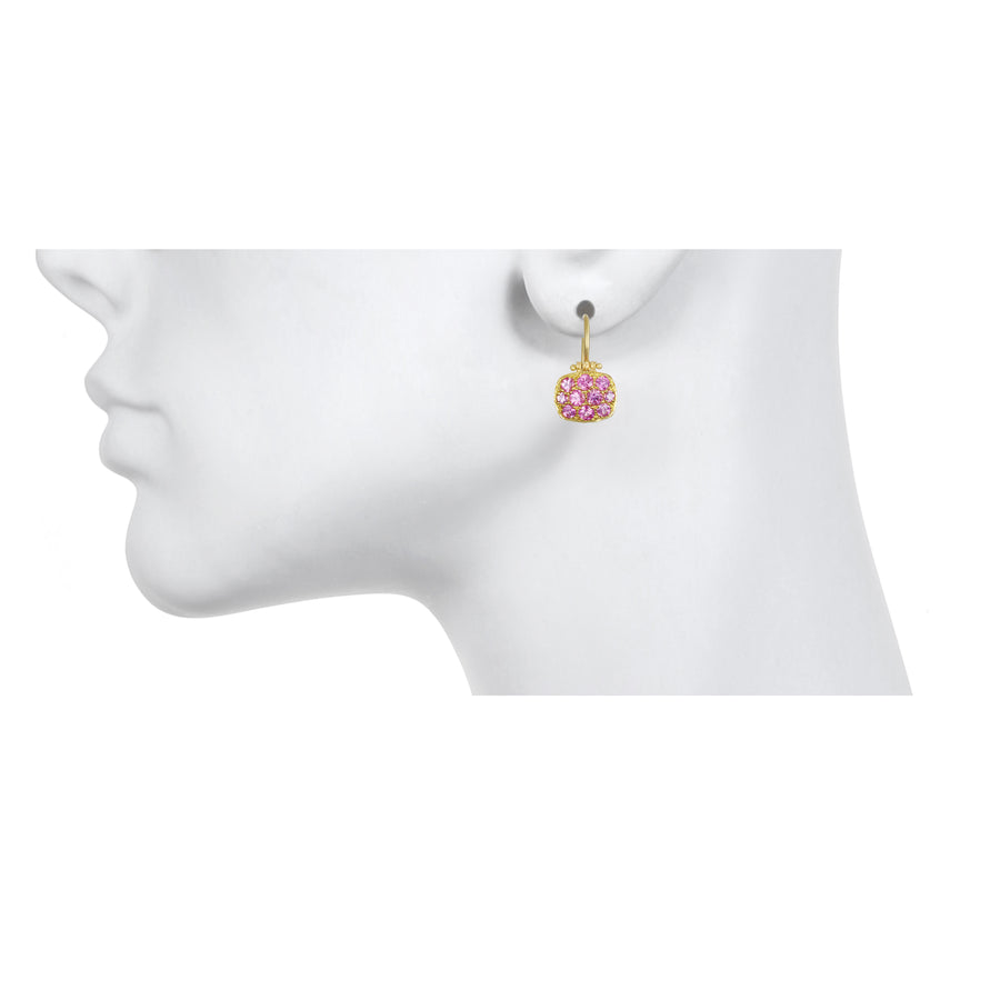 18 Karat Gold Sapphire Chiclet Earrings