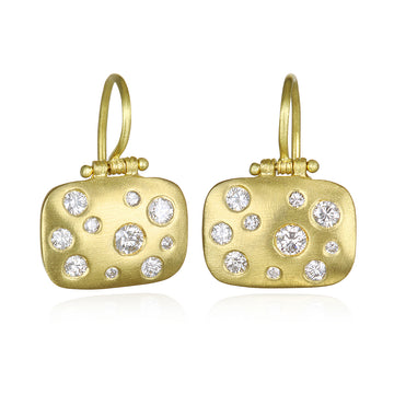 18 Karat Gold Burnished Diamond Chiclet Earrings