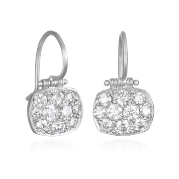 Platinum Micro Pave Diamond Chiclet Earrings