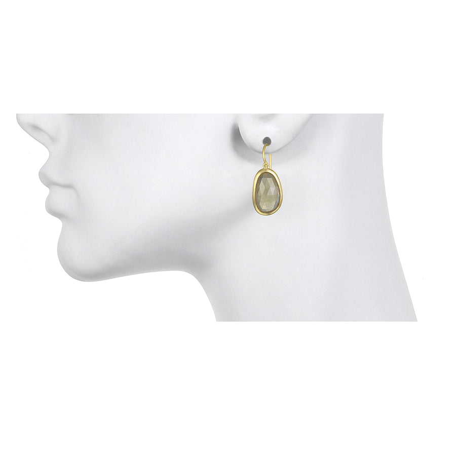 Rose Cut Umba Sapphire Slice Earrings