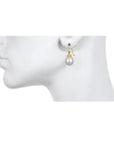18 Karat Gold Freshwater Pearl Earrings with Granulation Cap