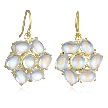 18 Karat Gold Moonstone Daisy Earrings