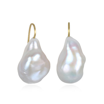 18 Karat Gold Baroque Fresh Water Pearl Drop Earrings