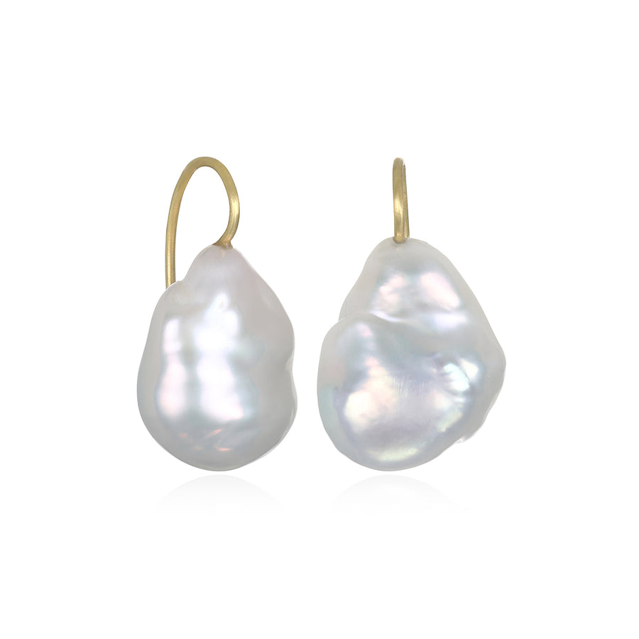 18 Karat Gold Baroque Fresh Water Pearl Drop Earrings
