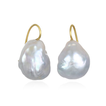 18 Karat Gold Baroque Fresh Water Pearl Drop Earrings