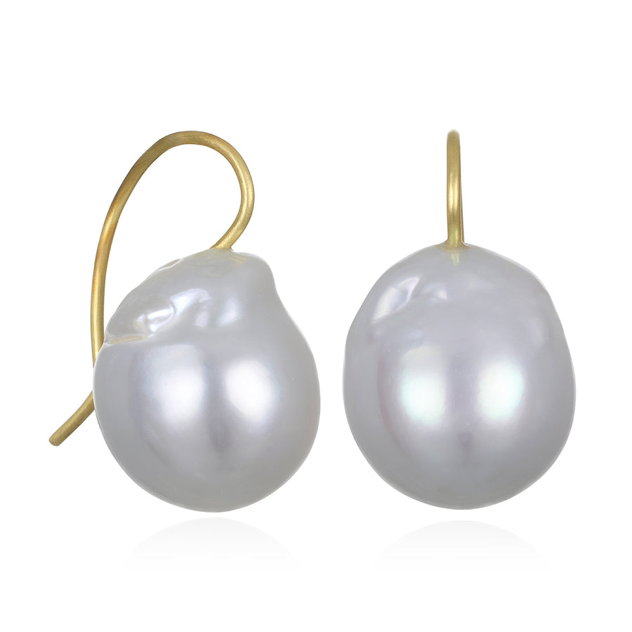 White South Sea Baroque Drop Earrings