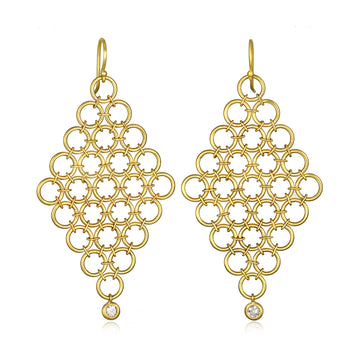 18 Karat Diamond Mesh Earrings