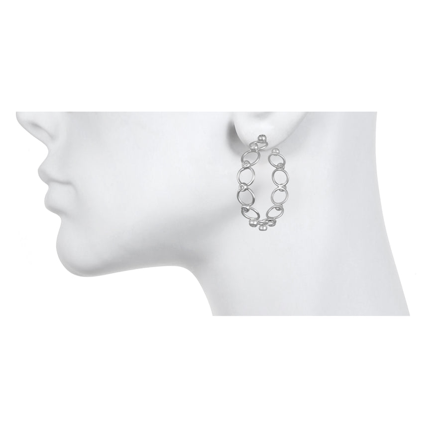 White Gold Diamond Lace Hoops