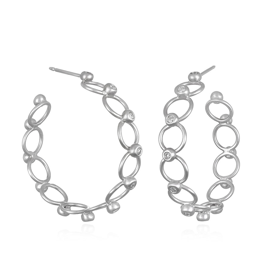 White Gold Diamond Lace Hoops