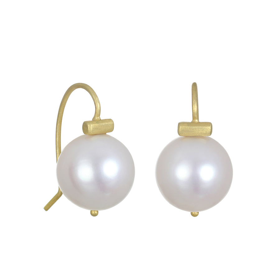 18 Karat Gold Freshwater Pearl Bar Earrings