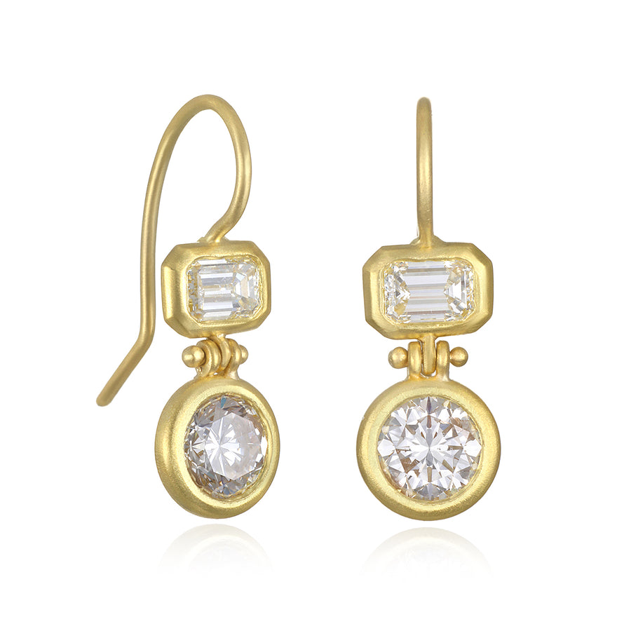 18 Karat Gold Double Diamond Hinge Earrings