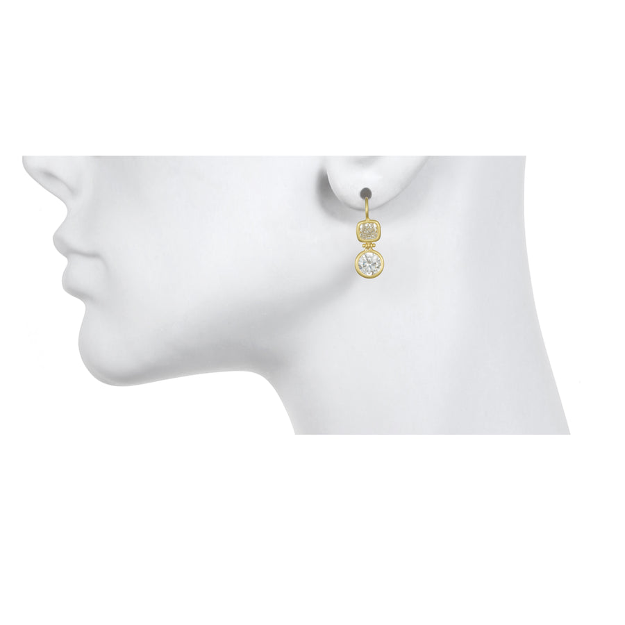Hinged Double Diamond Drop Earrings