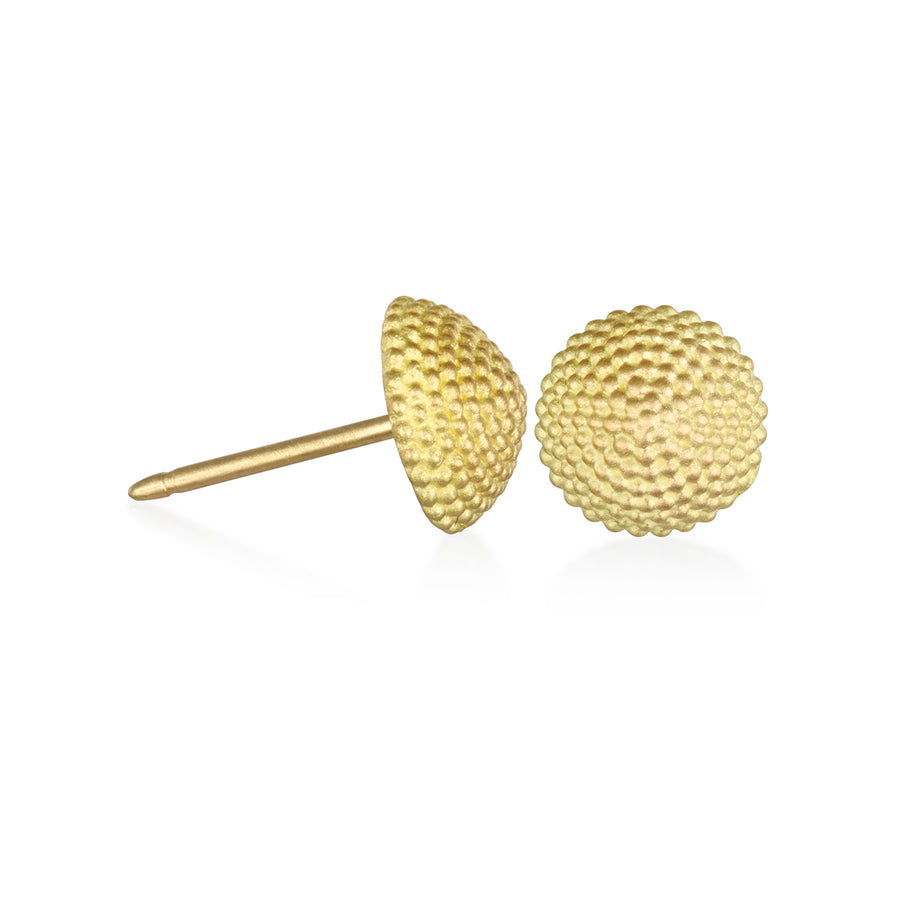 18 Karat Gold Granulation Button Studs - Large