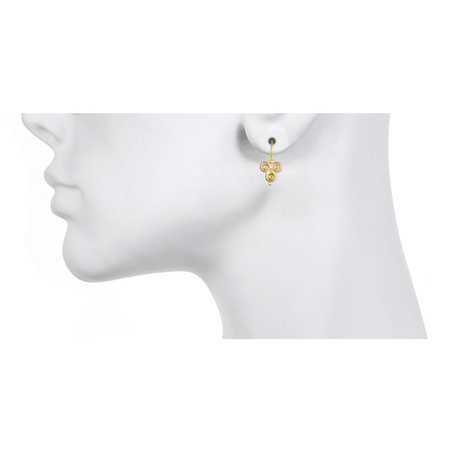 18 Karat Gold Milky Diamond Trio Drop Earrings