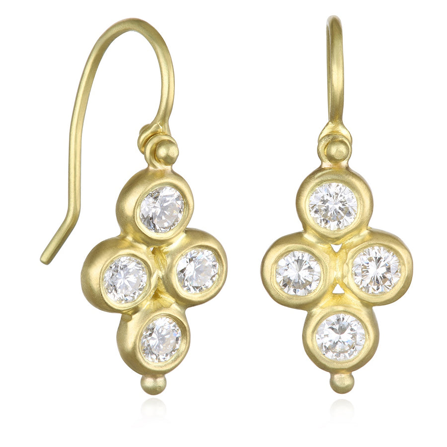 18 Karat Gold Brilliant Cut Diamond Quad Drop Earrings