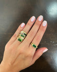 18 Karat White Gold Green Tourmaline Baguette Bezel Ring