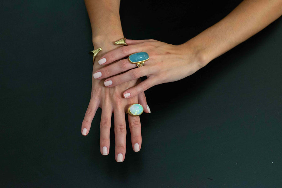 Jumbo Aquamarine and Moonstone Ring