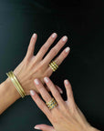 18 Karat Gold Diamond and  Green Tourmaline Eternity Ring