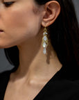 18 Karat Gold Moonstone Multiloop Fringe Earrings