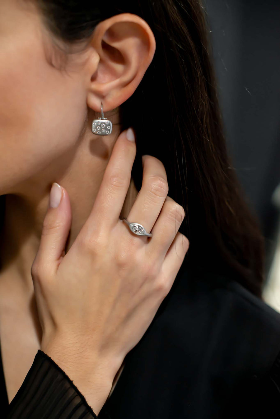 Platinum Marquise Diamond Bezel Ring