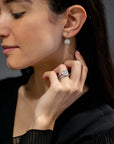 Matte Platinum Micro Pave Diamond Chiclet Earrings