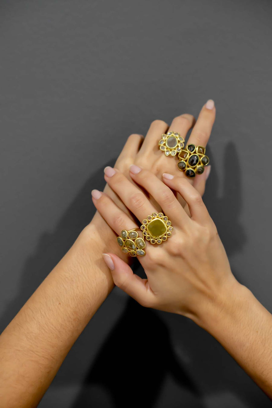 Platinum Milky Diamond Daisy Ring