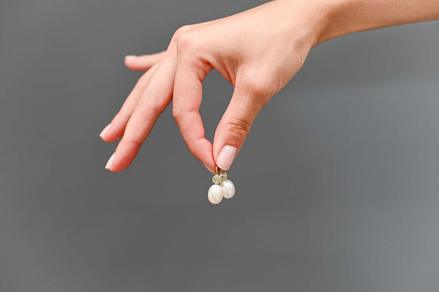 White Sapphire and Freshwater Pearl Earrings