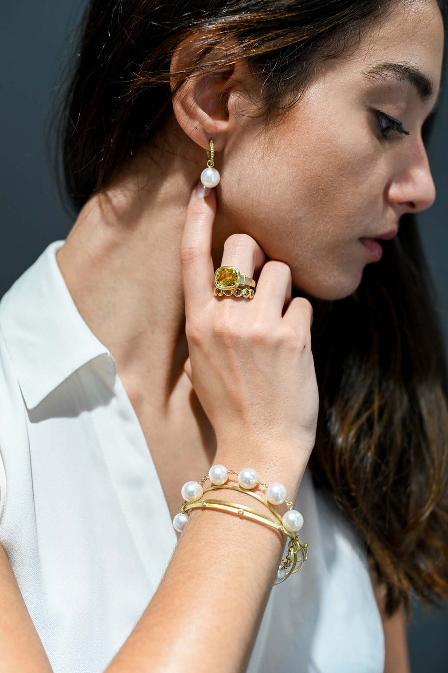 18 Karat Gold Granulation Huggy Hoops with Posts