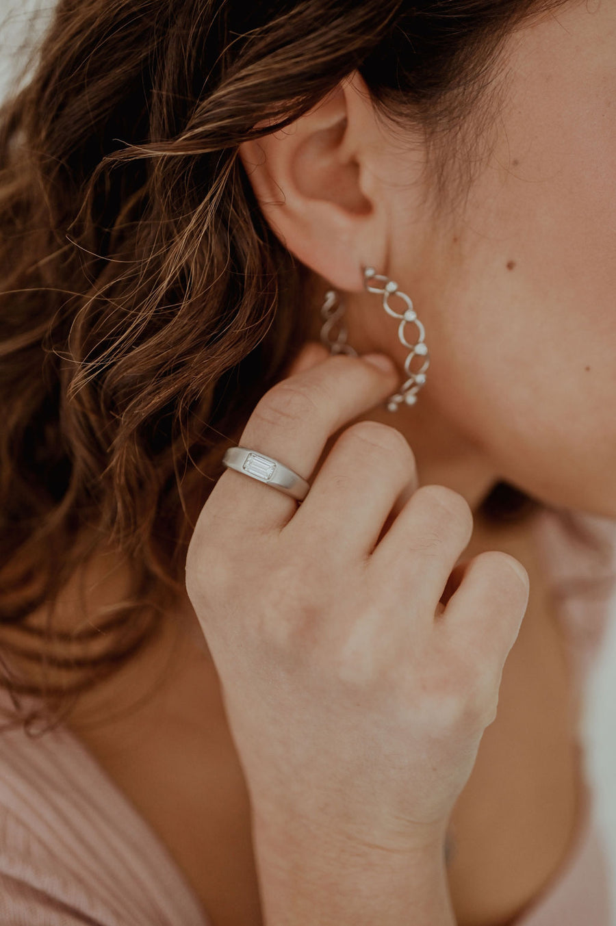 18 Karat Gold Diamond Lace Hoop Earrings