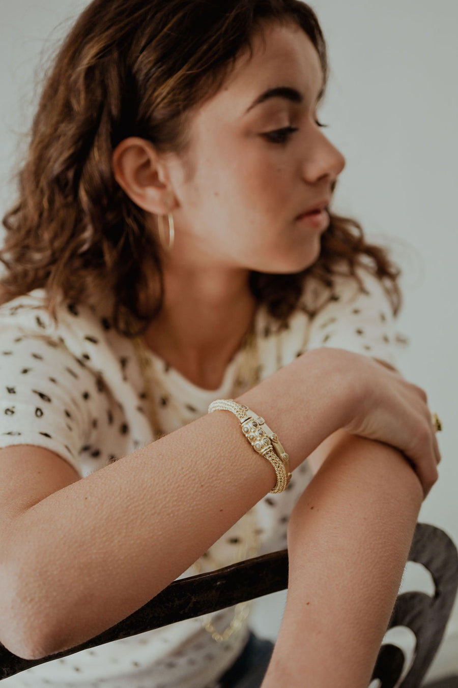 Crocheted Raw Diamond Bracelet