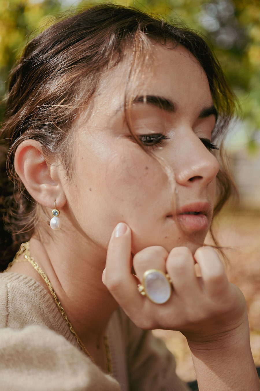 White Sapphire and Freshwater Pearl Earrings