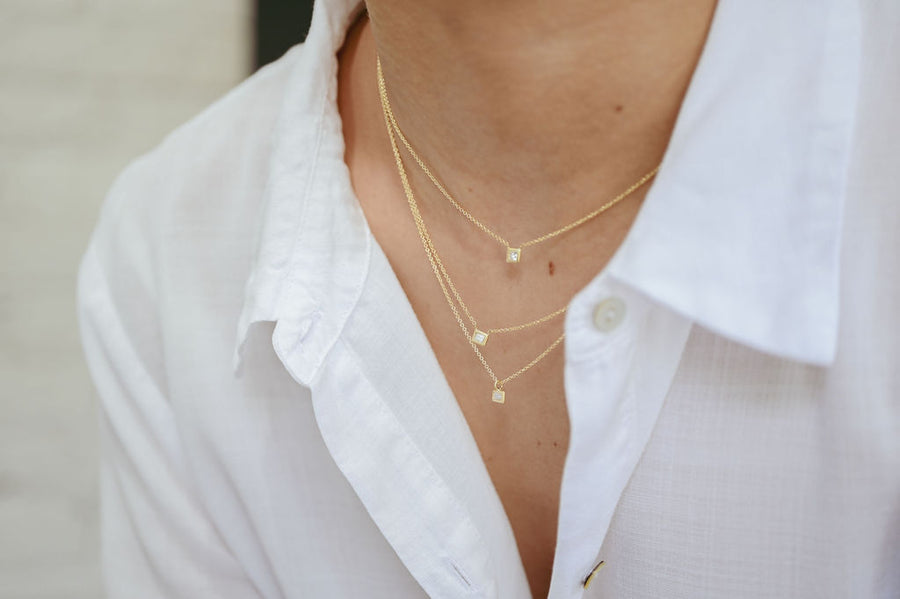 Princess Cut Solitaire Necklace