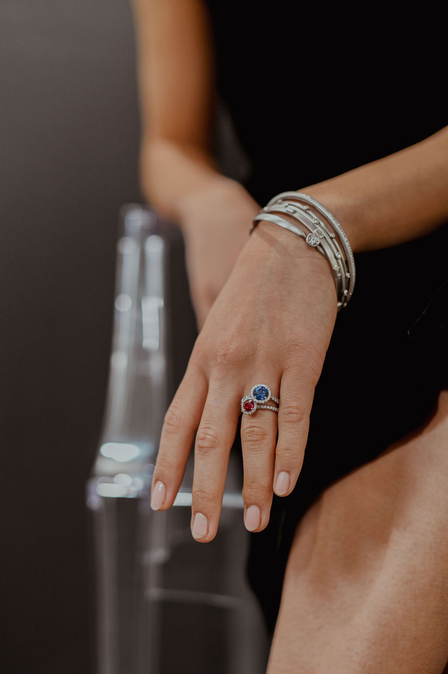 Platinum Diamond Baguette  Bangle