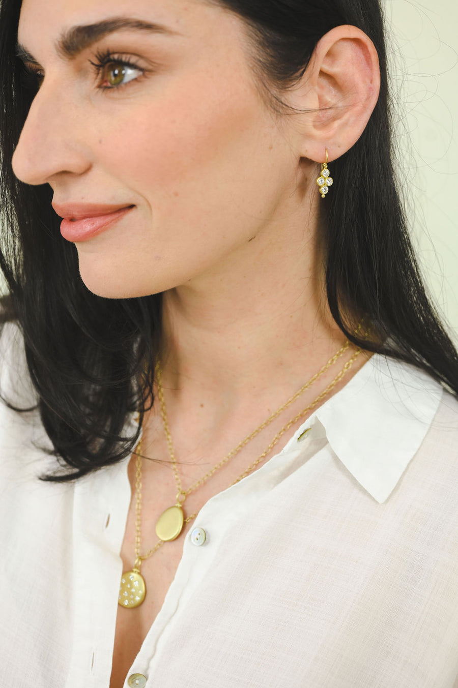 18 Karat Gold Brilliant Cut Diamond Quad Drop Earrings
