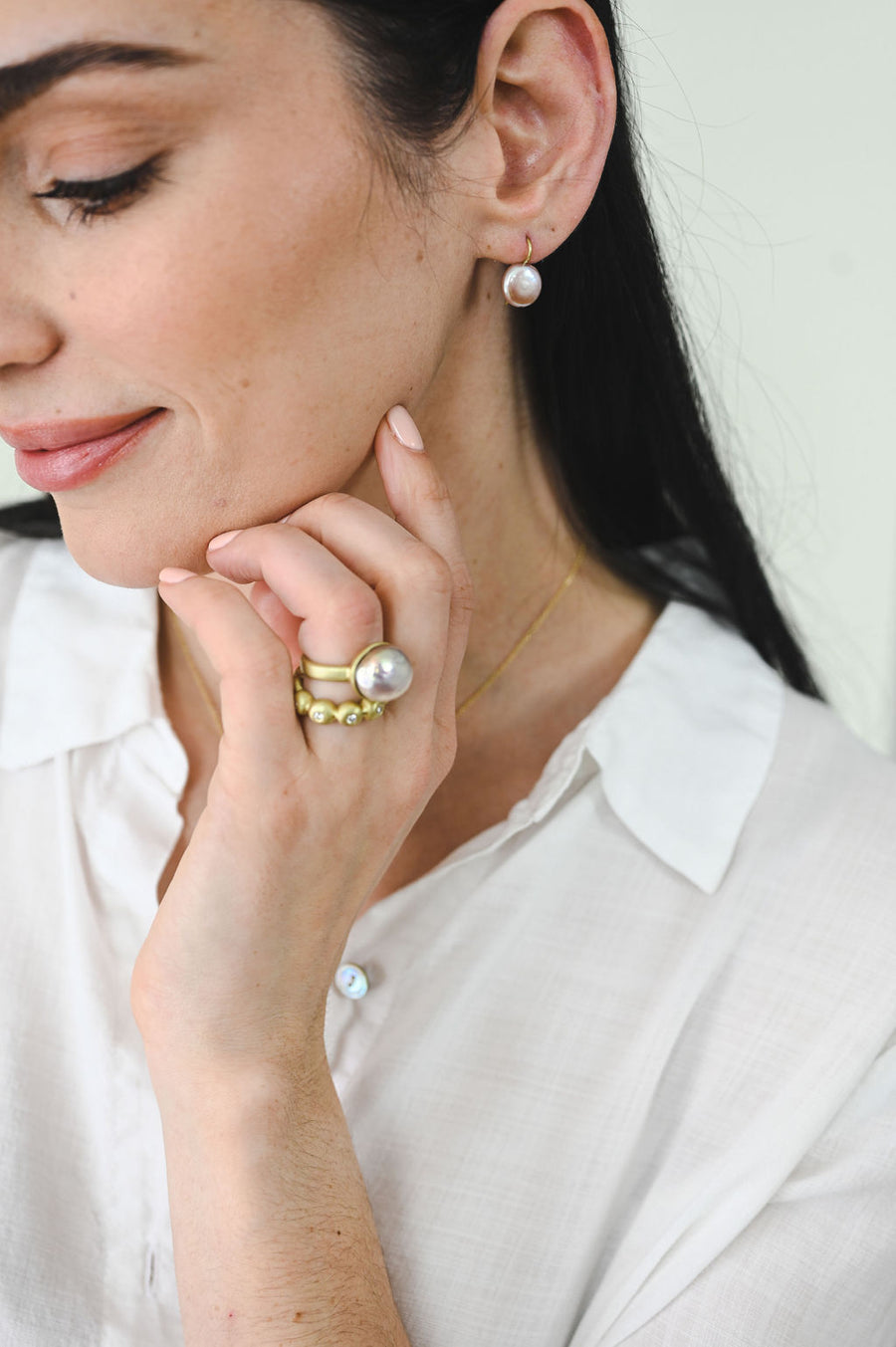 18 Karat Gold Pink Coin Pearl Earrings