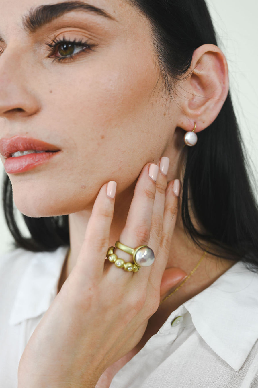 18 Karat Gold Pink Coin Pearl Earrings