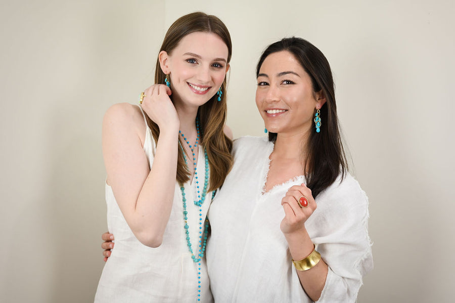 18 Karat Gold Turquoise Bead Necklace