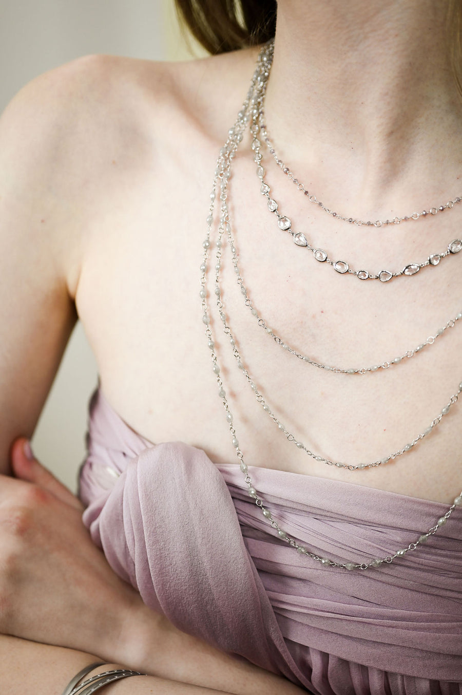 Platinum Rose Cut Diamond Necklace