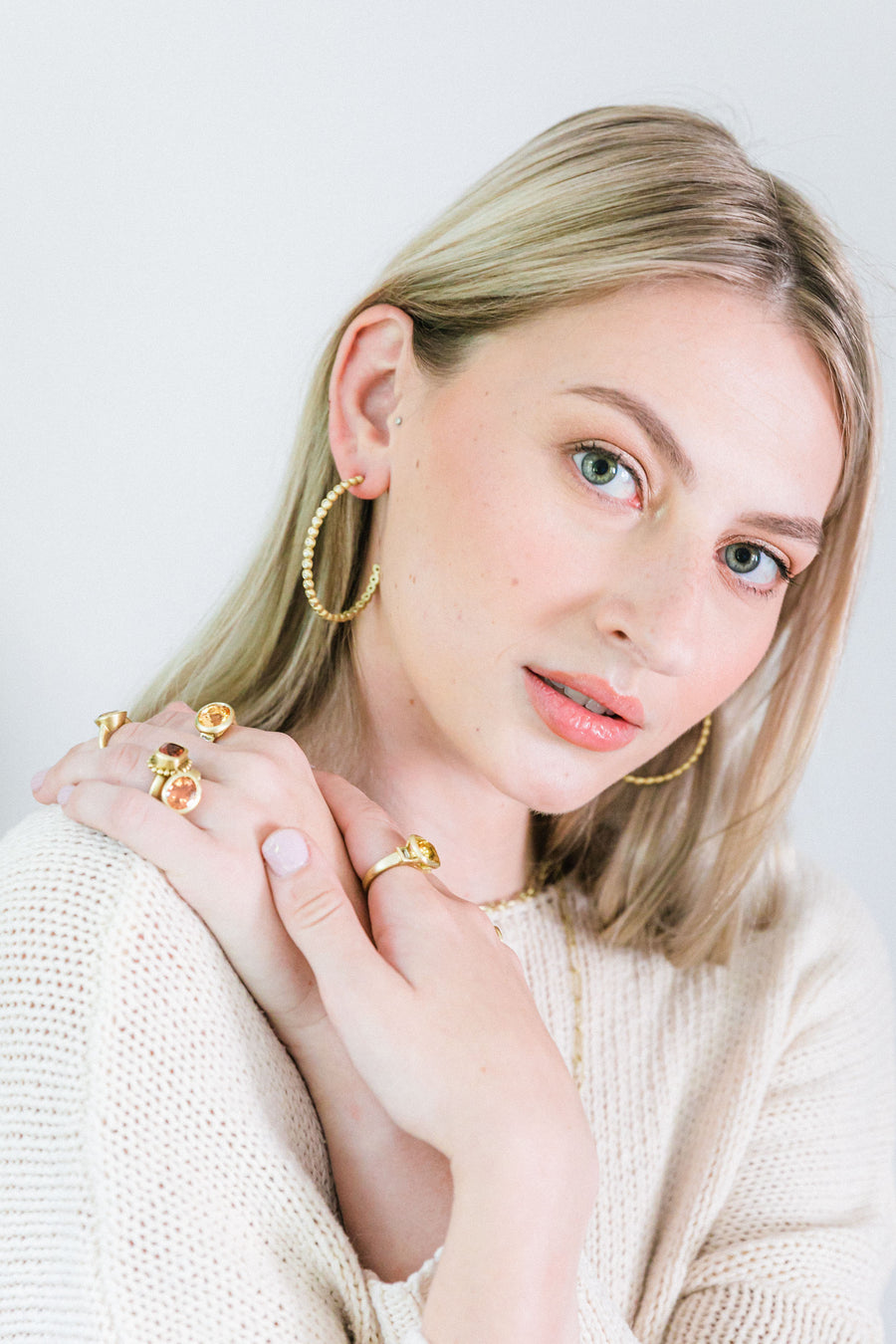 18 Karat Gold Diamond Granulation Oval Hoop Earrings
