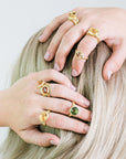 Golden Beryl Diamond Three Stone Ring