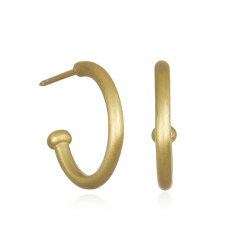 18 Karat Gold Signature Hoops with Posts - Medium