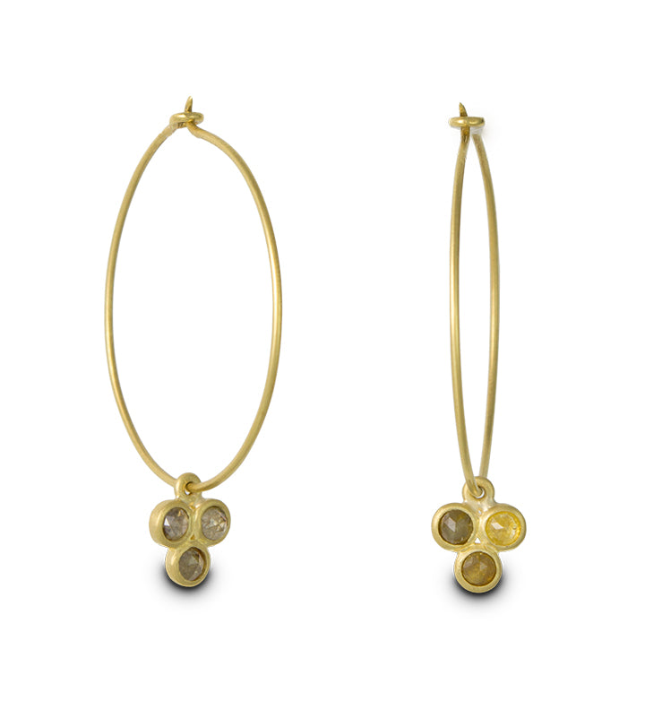 18 Karat Gold Milky Diamond Trio Drops
