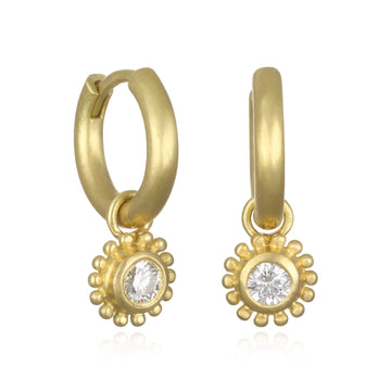 18 Karat Gold Diamond Granulation Drops