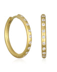 18 Karat Gold Burnished Diamond Hoops - Large