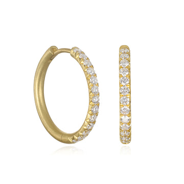 18 Karat Gold Micro Pave Diamond Hinged Hoops - Large