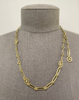 18 Karat Gold Paperclip Lariat Necklace With Diamond Links