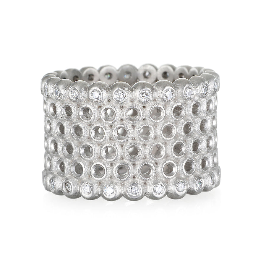 Platinum Cigar Band with Diamond Border