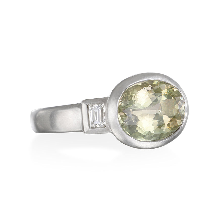 Platinum Celery Tourmaline Ring